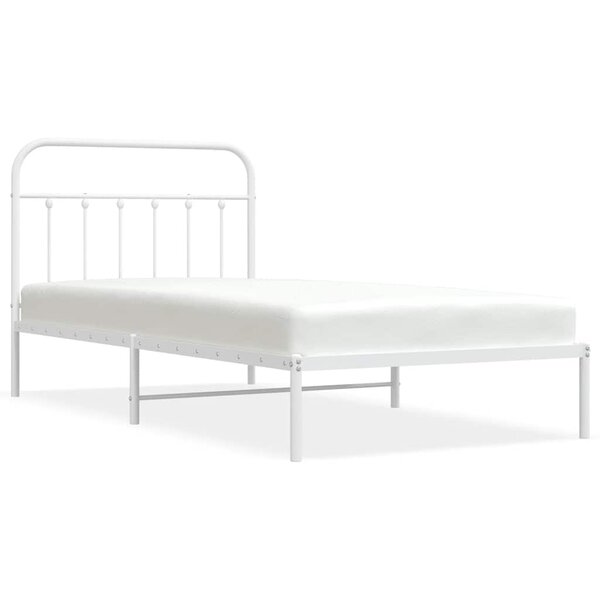 vidaXL Cadre de lit métal sans matelas et tête de lit blanc 107x203 cm