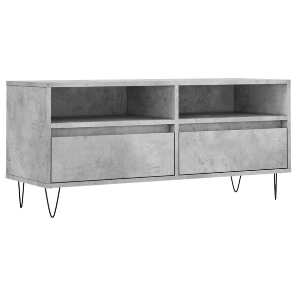 vidaXL Meuble TV gris béton 100x34 5x44 5 cm bois d'ingénierie