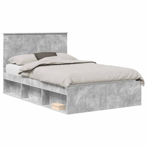 vidaXL Cadre de lit Béton 120 x 190 cm Bois de pin massif