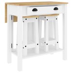 vidaXL Ensemble de bar 3 Pièces blanc bois de pin massif