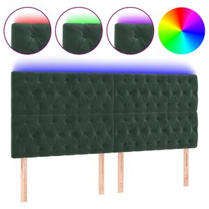 vidaXL Tête de lit à LED Vert foncé 180x7x118/128 cm Velours