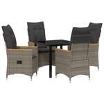vidaXL Ensemble de jardin 5 pièces avec coussins gris en poly rattan.