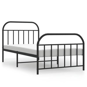 vidaXL Cadre de lit métal sans matelas avec pied de lit noir 100x190cm