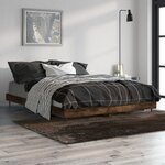 vidaXL Cadre de lit sans matelas chêne fumé 135x190 cm bois ingénierie