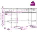 vidaXL Cadre de Lit Mezzanine pour Enfants avec Rideaux Blanc et Noir