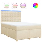 vidaXL Sommier à lattes de lit avec matelas Crème 160x200 cm Tissu