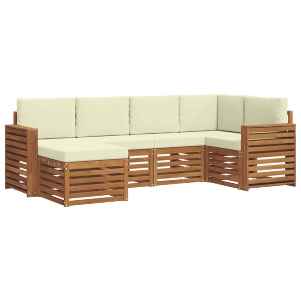 vidaXL Ensemble de canapé d'angle avec coussin 6 Pièces Naturel et Crème