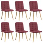 vidaXL Chaises à manger lot de 6 rouge bordeaux tissu