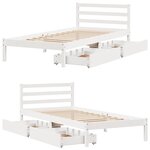 vidaXL Cadre de lit sans matelas blanc 75x190 cm bois de pin massif