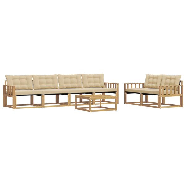 vidaXL Ensemble de canapés d'extérieur 7 Pièces Blanc et Beige