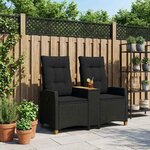 vidaXL Banc inclinable avec table 2 -Seater 126 x 65 x 112 cm Noir