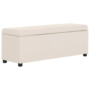 Banquette pouf tabouret meuble banc avec compartiment de rangement 116 cm crème polyester 3002063