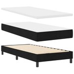 vidaXL Lit à ressorts avec matelas Noir 90 x 190 cm tissu