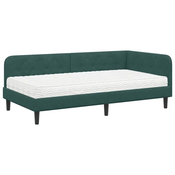 vidaXL Cadre de lit d'angle Vert foncé 90 x 200 cm Velours
