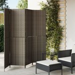 vidaXL Cloison de séparation 4 panneaux gris résine tressée