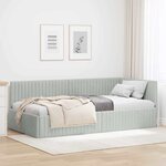 vidaXL Cadre de lit d'angle Gris clair 90 x 200 cm Velours