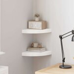 vidaXL Étagères d'angle flottantes 2 Pièces blanc 25x25x3 8 cm MDF