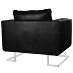 vidaXL Fauteuil cube avec pieds chromés Noir Similicuir