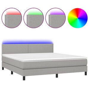 vidaXL Sommier à lattes de lit matelas LED Gris clair 160x200 cm Tissu