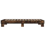 vidaXL Cadre de lit chêne fumé 90x200 cm bois d'ingénierie et métal