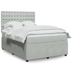 vidaXL Sommier à lattes de lit et matelas Gris clair 160x200cm Velours