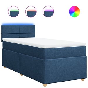 vidaXL Sommier à lattes de lit avec matelas Bleu 100x200 cm Tissu
