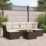 vidaXL Salon de jardin avec coussins 7 Pièces marron résine tressée