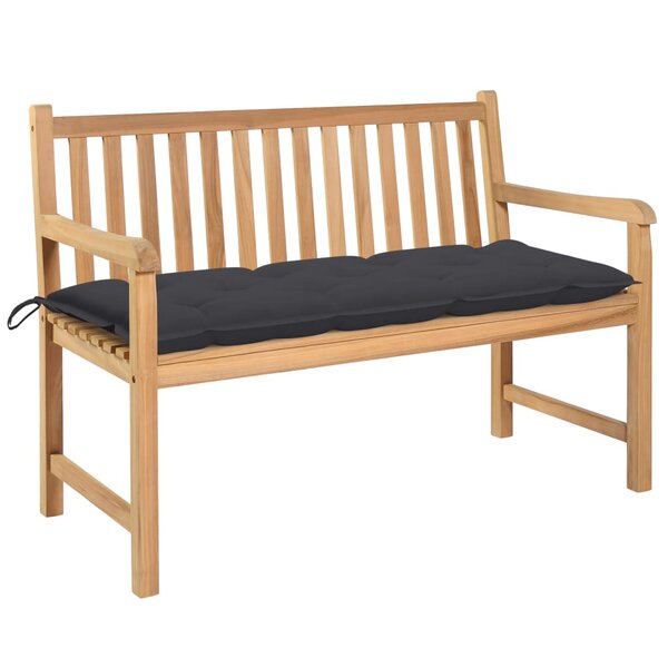 vidaXL Banc de jardin et coussin anthracite 120 cm Bois de teck massif