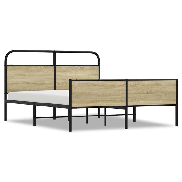vidaXL Cadre de lit en métal sans matelas chêne sonoma 150x200 cm