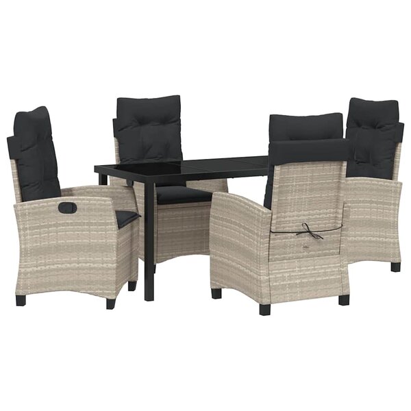 vidaXL Ensemble de salle à manger pour jardin 5 Pièces Gris clair