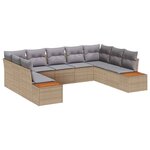 vidaXL Ensemble de canapé de jardin 9 Pièces Beige Poly rotin