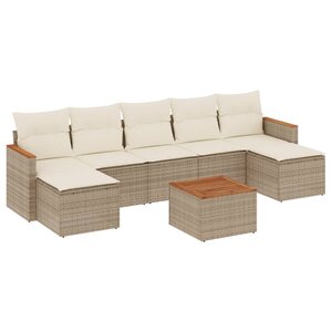 vidaXL Salon de jardin avec coussins 8 Pièces beige résine tressée