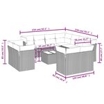 vidaXL Salon de jardin avec coussins 12 Pièces gris résine tressée