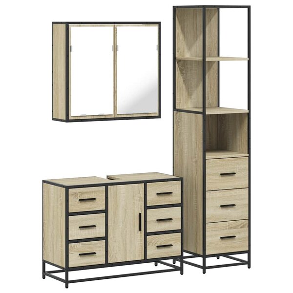 vidaXL Ensemble de meubles de salle de bain 3 Pièces chêne sonoma