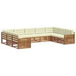 vidaXL Ensemble de canapés d'extérieur 9 Pièces Naturel et Crème