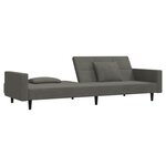 vidaXL Canapé-lit à 2 places avec deux oreillers Gris foncé Velours