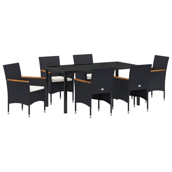 vidaXL Ensemble de Salle à Manger de Jardin 7 Pièces Noir Rattan Synthétique