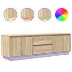 vidaXL Meuble TV avec lumières LED chêne sonoma 160 5x41x50 cm