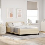 Lit à sommier box spring avec matelas en crème  140x200 cm  tissu