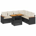 vidaXL Salon de jardin avec coussins 7 Pièces noir résine tressée acacia