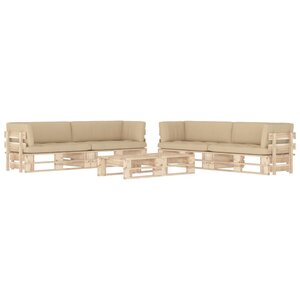 vidaXL Salon de jardin palette 6Pièces avec coussins Bois de pin imprégné
