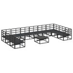 vidaXL Ensemble de canapé de jardin 11 pc Noir Aluminium