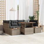 vidaXL Ensemble de canapé de jardin 7 Pièces Gris Poly rotin
