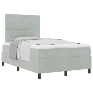 vidaXL Lit à ressorts avec matelas Gris clair 120 x 200 cm Velours