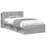 vidaXL Cadre de lit avec rangement Sonoma gris 75 x 190 cm