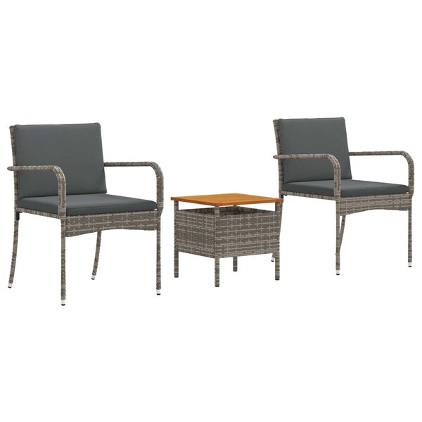 vidaXL Ensemble bistro de jardin 3 pc Gris polyrotin