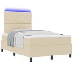 vidaXL Lit à ressorts avec matelas avec LED Crème 120 x 190 cm tissu