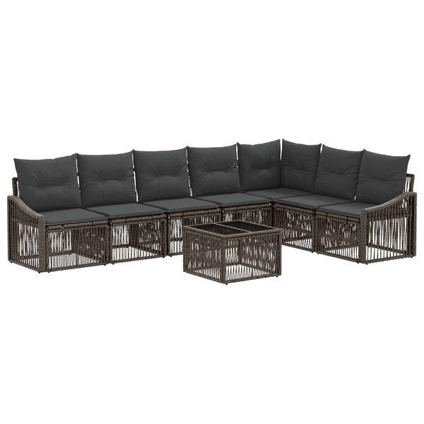 vidaXL Ensemble de canapé de jardin 8 pc Gris polyrotin