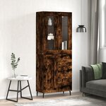 vidaXL Buffet haut Chêne fumé 69 5x34x180 cm Bois d'ingénierie