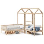 vidaXL Ensemble de lit de jour et de banc et toit 90x200 cm pin massif